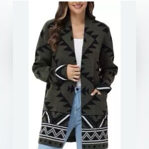 Frye Olive Green Aztec Cardigan with pockets size‎ Small
